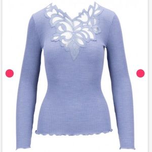 NWT | Oscalito Italian | Lana Seta | Long Sleeve Top | Blue | Size TG 3 (M)
